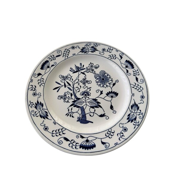 Set Of 7  Royal China Doorn Blue Onion 10” Ceramic Ironstone Dinner Plate Floral - Picture 3 of 7